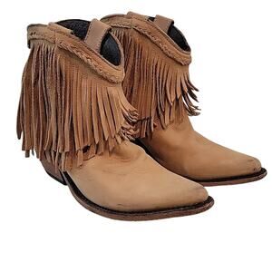 Liberty Black Fringe Cowboy Ankle Boots, 8